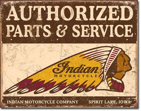 Tin Sign: Authorized Indian Parts and Service