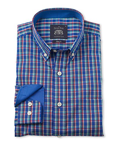 

Savile Row Men's Multi Check Poplin Slim Fit Casual Shirt
