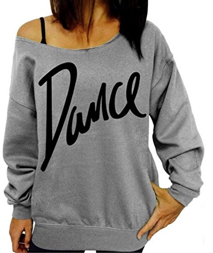 Voguegirl Women Letter Printed Off Shoulder Slouchy Sweatshirts Sweater