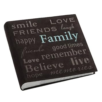 pioneer "family" text design sewn faux suede cover photo album