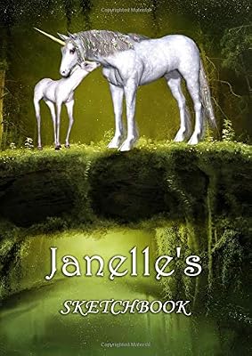 Janelle's Sketchbook: Janelle Personalised Name A4 Sketchbook / Sketchpad / Workbook - Unicorn Family