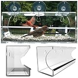 Large Window Bird Feeder from Tranquil Outdoors - Clear Acrylic provides a unique See-thru in house viewing experience of your wild birds - Strong Suction cups to mount to any glass surface makes it Virtually squirrel proof. Enjoy your backyard birds up close and personal now!