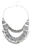 Btime Women Resin Petal and The Horn of Water Buffalo Shape Necklace(silver)