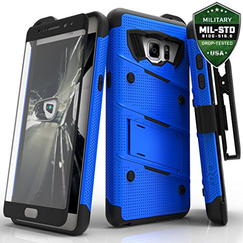 Samsung Galaxy Note 7 Case, Zizo Bolt Cover with [.33m 9H Tempered Glass Screen Protector] Included [Military Grade] Armor Case Kickstand Holster Belt