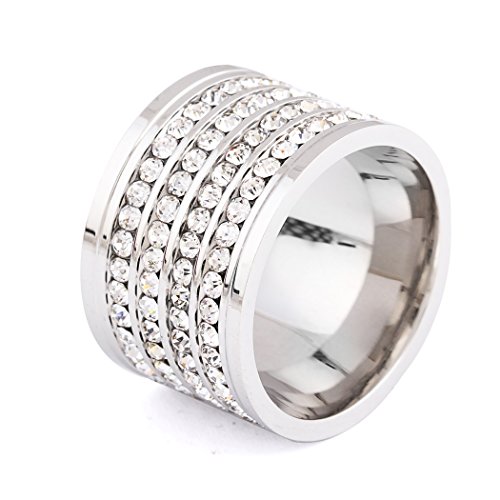 Stunning White Gold 4 Rows Round Cubic Zirconia CZ Wedding Stackable Eternity Band Ring