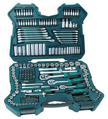 Mannesmann M98430 - Maletín con llaves de vaso y otras herramientas (215 piezas, tamaño: 12x36x51 cm)