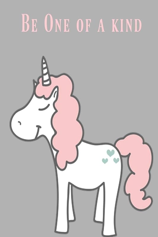 Be One of a Kind: Grey cute unicorn be unique slogan lined paperback jotter by Shard Designs