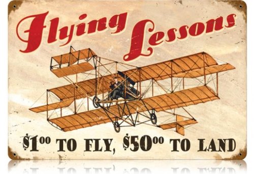 Flying Lessons Aviation Vintage Metal Sign - Victory Vintage Signs