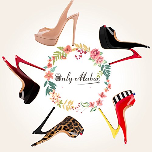 Onlymaker Women Slingbacks Peep Toe Sandals 1 inch Platform 6.2 inch Hight Heel Pumps Shoes in Party
