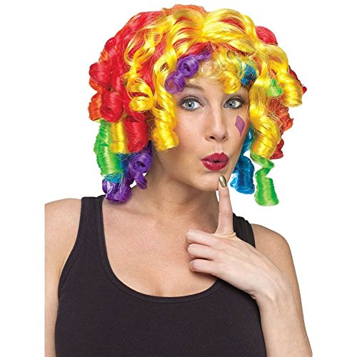 Rainbow Curls Clown Wig, One Size