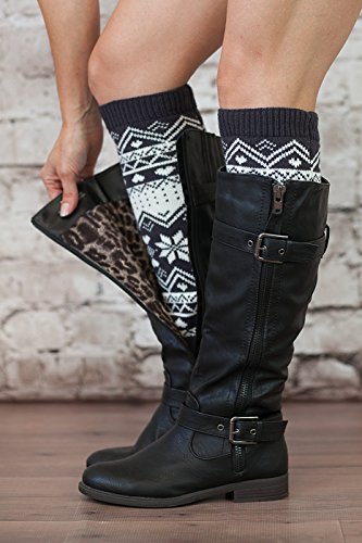 Nordic Leg Warmers Fair Isle Print Winter Snowflake Style by Modern Boho