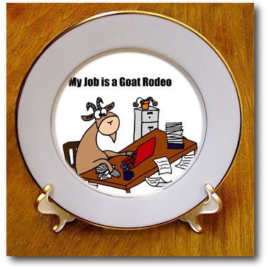 

cp_196082 All Smiles Art Funny - My Job is a Goat Rodeo Cartoon - Plates