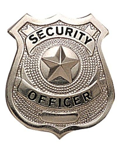 Silver / Nickel Full Size Metal Security Guard OFFICER Star Center Badge Shield 2-1/2