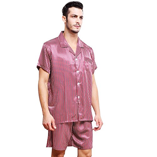 Mens Silk Satin Short Pajamas Set Sleepwear Loungewear S~3XL Plus__Gifts__7-12days to USA