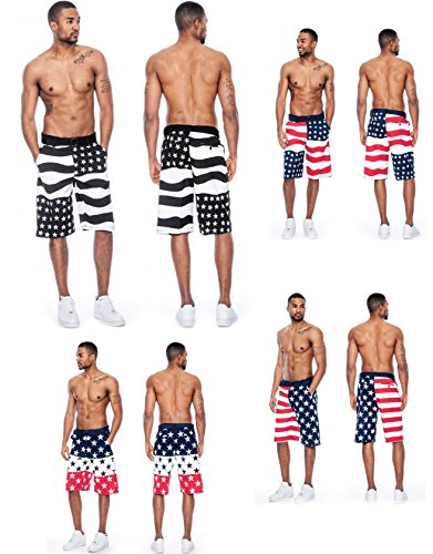 Enimay Men's American Flag Summer Shorts USA Patriotic Murica' Apparel