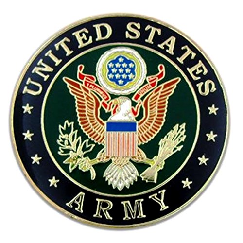 Lapel Insignia Pin - Military - ARMY - Solid Brass, Gold Plated, and Enamel color filled