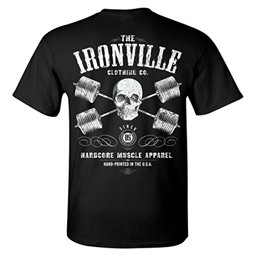 Ironville Heavy Iron Outlaw Skull Barbells Powerlifting T-Shirt
