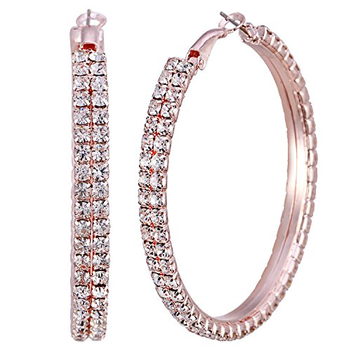 Zhenhui Gold-tone Rose Gold-tone Alloy Rhinestone Cubic Zirconia Hypoallergenic Pierced Huggie Hoop Earrings Mother's Day Gift