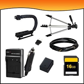Professional Accessory Bundle Kit for Canon VIXIA HF M50-HF M500-HF M52-HF R30-HF R300-HF R32 Full HD Camcorders includes BP727 Battery + BP727 Charger + 16GB SD Memory Card + HDMI + Action Grip + Full Size Tripod