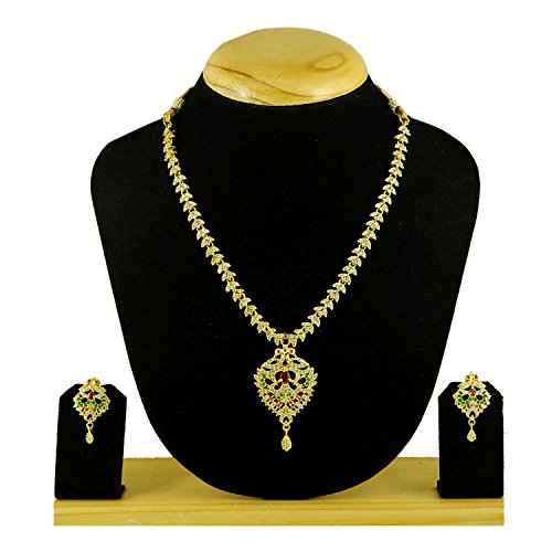 Buy Kalyani Covering Brass White AD Necklace Set for Women Girls