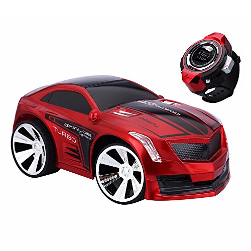 Babrit Smart Voice Control RC Car Creative Voice-activated RC Vehicles Scratch Resistance Intelligent Commanded by Watch Voice Remote Control Car-Red