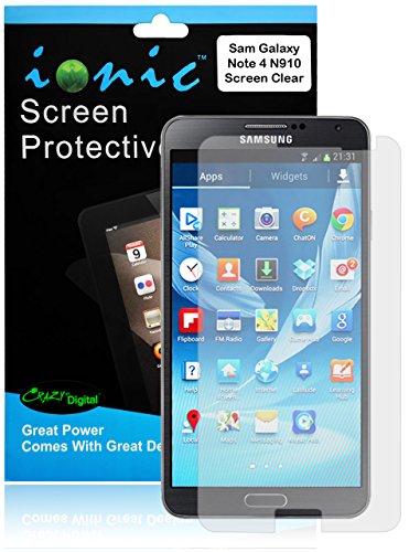 Ionic Samsung Galaxy Note 4 Screen Protector Film Invisible (Clear) Smartphone (AT&T, T-Mobile, Sprint, Verizon)(3-pack)[Lifetime Replacement Warranty]