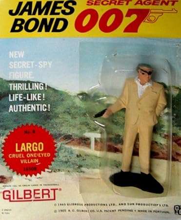 James Bond Vintage Gilbert Movie Figure # 8 Largo : Cruel One-eyed Villain on Original 1965 Era Card