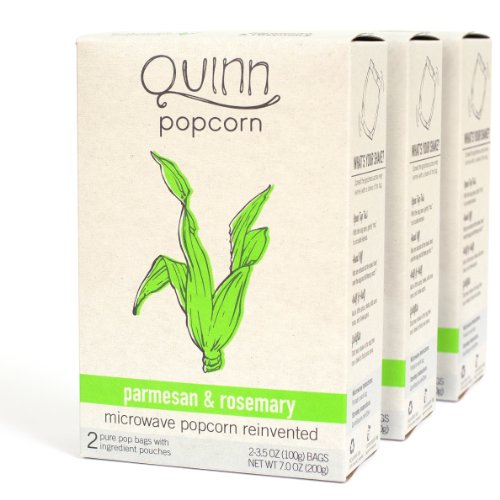 Quinn Popcorn: Microwave Popcorn Reinvented {Parmesan & Rosemary} - 3 Boxes (2 3.5oz/100g Bags per Box; 6 Bags Total)