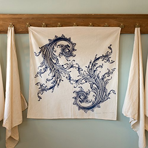 Algopix Similar Product 17 - Flourish Linen Kitchen Towel Navy on