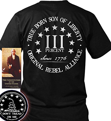 Bundle of 3 items. Three Percent. True Born Son of Liberty. Black 2XL T-Shir...