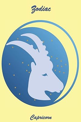 Zodiac Capricorn: 120 Page Softcover, Has Lined Pages with all 12 Zodiac Sign, One on Each Page, College Rule Composition (6” x 9 “) Yellow and Moon Capricorn