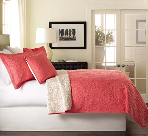 Algopix Similar Product 18 - Tache Solid Coral Matelasse Bedspread 