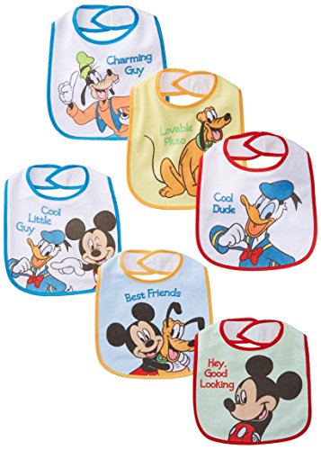 Baby Essentials Baby-Boys Newborn 6 Pack Mickey Mouse and Friends Bibs, Assorted, One Size