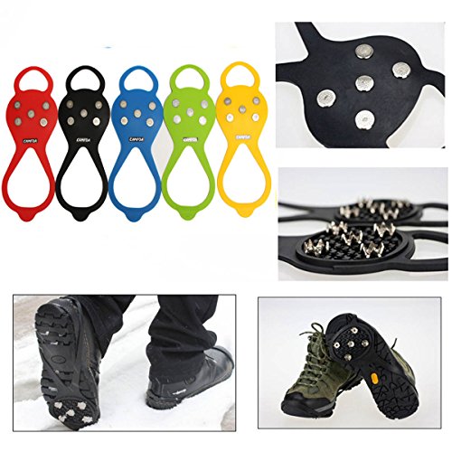 CAMTOA 1 Pair Anti-slip Snow Ice Shoe Rubber Slip Grip Spike Climbing Irons Crampons Cleats