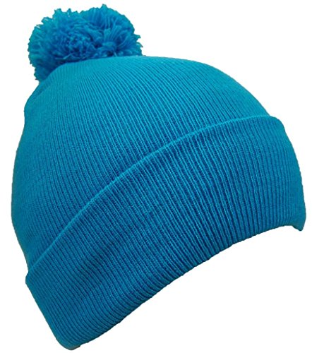 Best Winter Hats Adult Cuffed Tight Knit Winter Beanie Hat w/Pom Pom on Top (S/M)