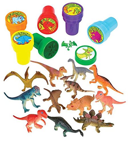 24 Dinosaur Collection Set 12 Dinosaurs and 12 Dino Stampers,