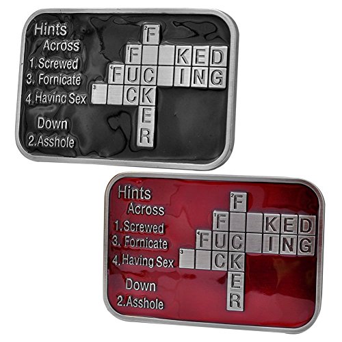 Buckle Rage Adult Unisex Crossword Puzzle Bad F Word Funny Belt Buckle