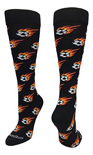 Flaming Soccer Ball Over The Calf Socks