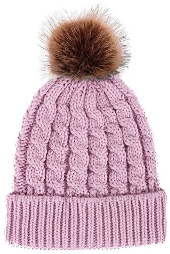 Algopix Similar Product 14 - Winter Hand Knit Beanie Hat with Faux