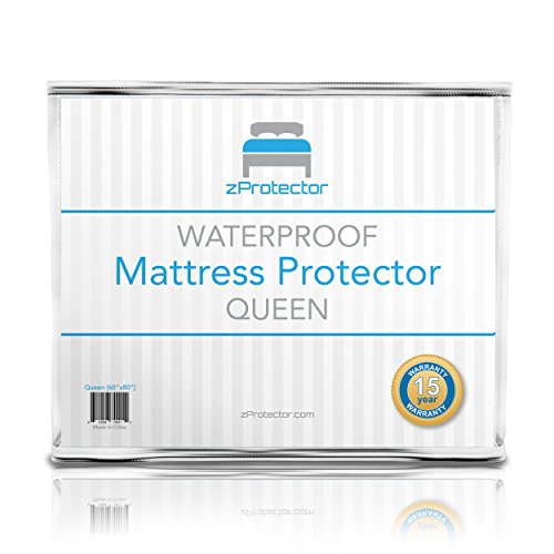 Queen Waterproof Mattress Protector by zProtector - Premium Hypoallergenic Protector - 15 Year Warranty