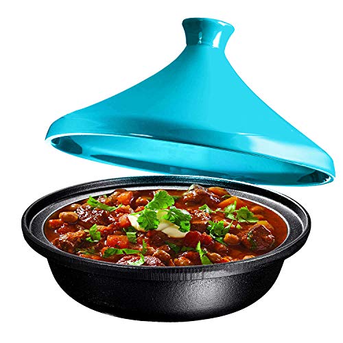 Algopix Similar Product 3 - Cast Iron Tagine Pot Enameled Marine