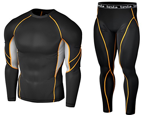 Tesla Men's Compression Under Base Layer Gear Wear 1 Shirt & 1 Pant Set
