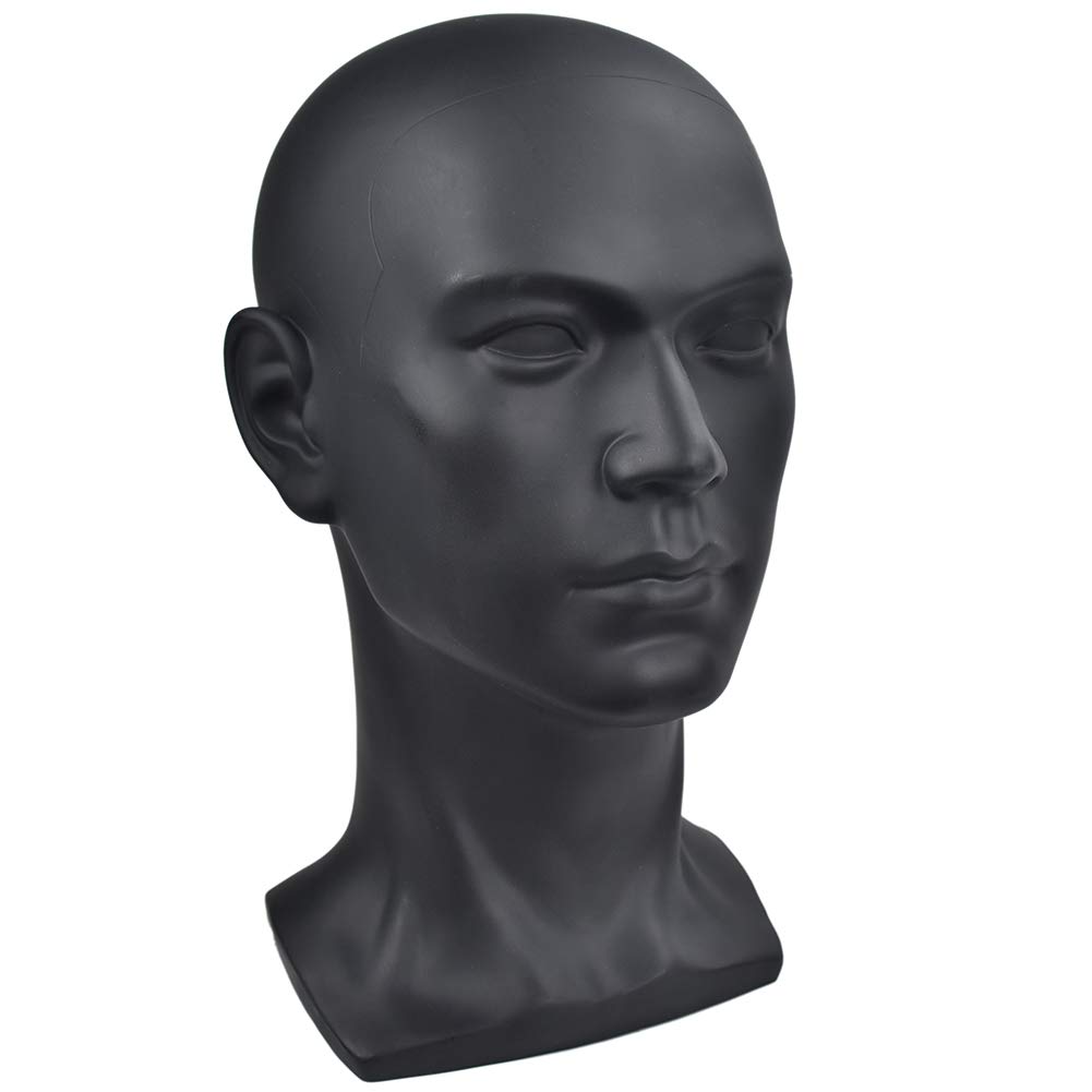 Testa di manichino professionale in pvc nero opaco per parrucche_voghion.com