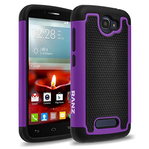 Alcatel One Touch Fierce 2 Case, RANZ Black/Purple Heavy Duty Dual Layer Armored Hybrid Case Cover For Alcatel One Touch Fierce 2 / Alcatel 7040T (T-Mobile/MetroPCS) / POP ICON A564C (Straight Talk/TracFone)