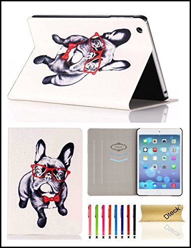 iPad Mini 1/2/3 Case, Dteck(TM) Ultra Slim PU Leather Flip Smart Stand Case Cover with [Auto Wake/Sleep] for Apple iPad Mini 3/ 2/ 1 (Red Glasses Dog)