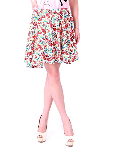 HDE Women's Spring Floral Print Stretch Waist Pleated A-Line Circle Skater Skirt