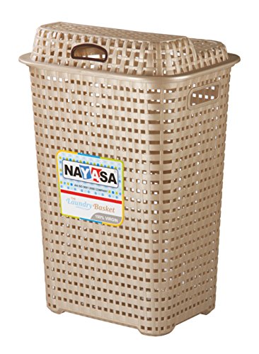 Nayasa Plastic Laundry Basket/Laundry Bag, Beige, Standard