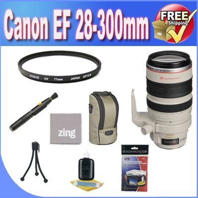 Canon EF 28-300mm f/3.5-5.6L is USM Lens t Case + Zing Microfiber