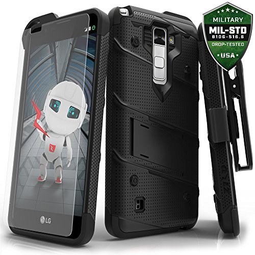 LG Stylo 2 LS775 Case, Zizo Bolt Cover with [.33m 9H Tempered Glass Screen Protector] Included [Military Grade] Armor Case Kickstand Holster
