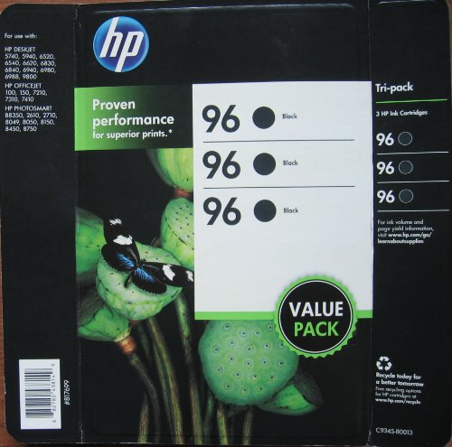 HP 96 Black Inkjet Print Cartridges tri-Pack